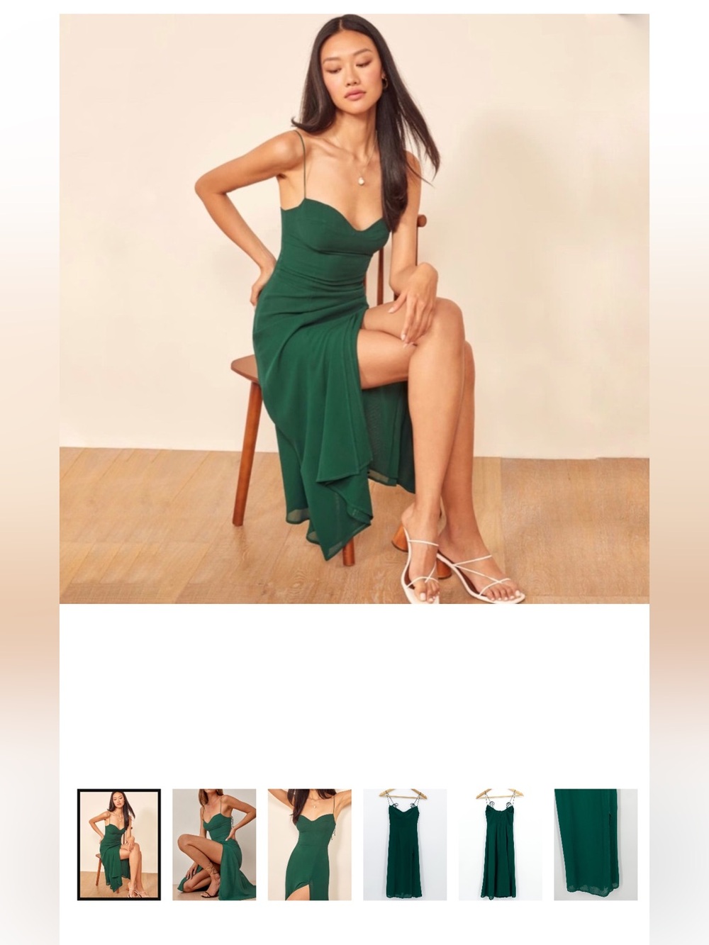 Reformation Green Juliette Dress size 0 green bow tie midi dress